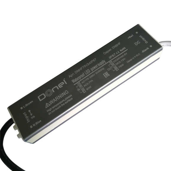 Donel блок питания 75Вт, DC24В, IP67, 180x40x23мм, PF>0.65, 3.12А, ,серия:DN8HF, DNHF75V24IP67 Donel блок питания 75Вт, DC24В, IP67, 180x40x23мм, PF>0.65, 3.12А, ,серия:DN8HF, DNHF75V24IP67