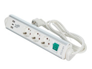 Donel Розеточный блок настольный поворотный 3х2К+З + 2 USB (A+C) PD 20Вт, поворот на 180°, алюминиевый корпус, длина кабеля:1,5 м, DDSBC10ALR-4PSAN3UANC