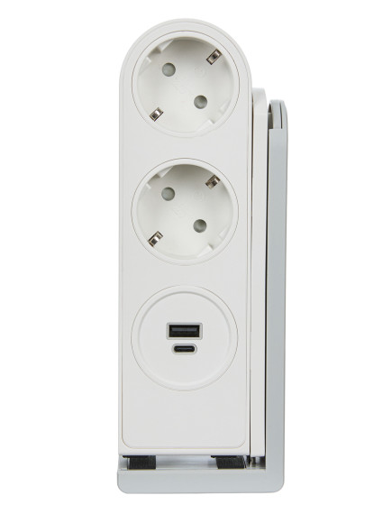 Donel Розеточный блок с клипсой 2х2К+З + 2 USB (А+С) PD 20Вт, цвет белый, длина кабеля: 1,5 м, DDSBC6WC-2PSW2UWC