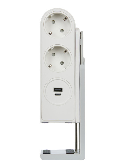 Donel Розеточный блок с клипсой 2х2К+З + 2 USB (А+С) PD 20Вт, цвет белый, длина кабеля: 1,5 м, DDSBC6WC-2PSW2UWC