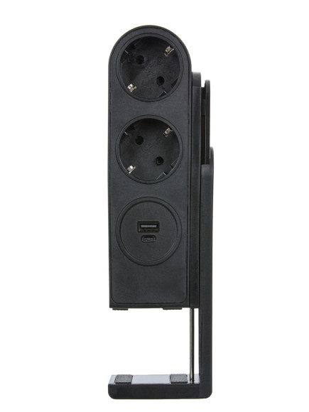 Donel Розеточный блок с клипсой 2х2К+З + 2 USB (А+С) PD 20Вт, цвет черный, длина кабеля: 1,5 м, DDSBC6ANC-2PSAN2UANC