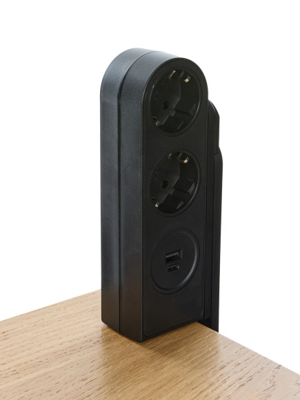 Donel Розеточный блок с клипсой 2х2К+З + 2 USB (А+С) PD 20Вт, цвет черный, длина кабеля: 1,5 м, DDSBC6ANC-2PSAN2UANC