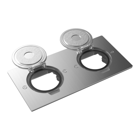 Donel Лючок Surface 4 мод. (2 мод. 45х45 мм.), круглая крышка, полированное серебро, IP44, DFB22ZMRMS
