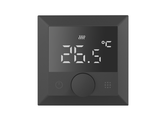 Donel Термостат с датчиком пола, программируемый, 16 A, 55*55 мм.черный, ручка настройки,серия DTEF, DTEF16BA