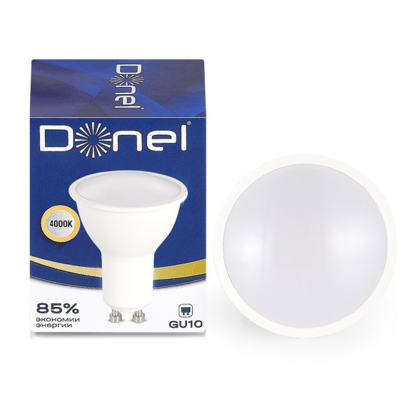 Donel, Светодиодная лампа 9Вт, MR16, 220В, GU10, 4000K, 720Лм, Ra>80, 110°, D50хH65мм, Dim Triac, Серия: DN03, DN03004N9GU10Dim Donel, Светодиодная лампа 9Вт, MR16, 220В, GU10, 4000K, 720Лм, Ra>80, 110°, D50хH65мм, Dim Triac, Серия: DN03, DN03004N9GU10Dim