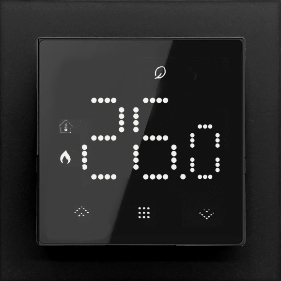 Donel Термостат с датчиком пола, с недельным программированием, с Wi-Fi , 16 A, 55*55 мм.,.черное стекло, серия DTEF, DTEF16BE-WiFi Donel Термостат с датчиком пола, с недельным программированием, с Wi-Fi , 16 A, 55*55 мм.,.черное стекло, серия DTEF, DTEF16BE-WiFi