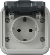 Donel W55 Рамка с крышкой для скрытой установки розетки одиночный, серый, IP55, серия (тип) DIP55, DIP62040