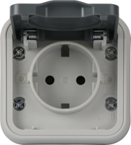 Donel W55 Рамка с крышкой для скрытой установки розетки одиночный, серый, IP55, серия (тип) DIP55, DIP62040