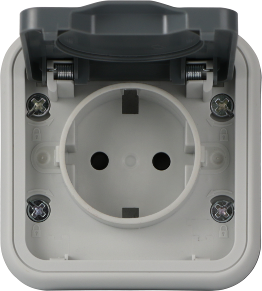 Donel W55 Рамка с крышкой для скрытой установки розетки одиночный, серый, IP55, серия (тип) DIP55, DIP62040