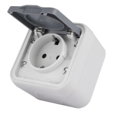 Donel W55 Розетка 1-я с защ.крышкой, 2К+З. и шт., накладная, серый, IP55, серия (тип) DIP55, DIP18840